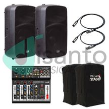 Italian Stage Impianto Audio 400W casse attive SPX12A + Mixer 2MIX4FXU + cover + cavi omaggio