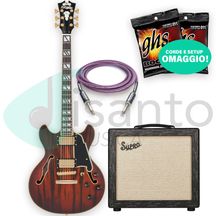 D'ANGELICO Bundle Deluxe Mini DC Satin Brown + Supro Amulet 10 + Reference Dammiuncavo 3,25mt 